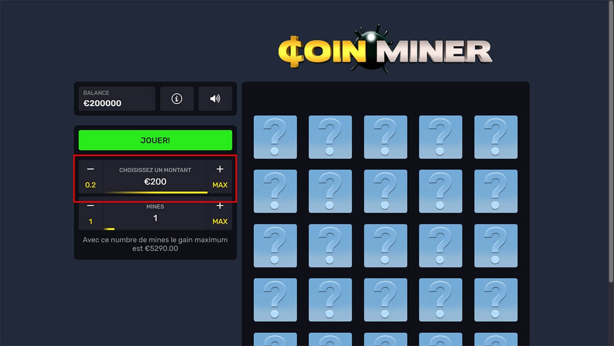 image de présentation des mises du mini jeu coin miner