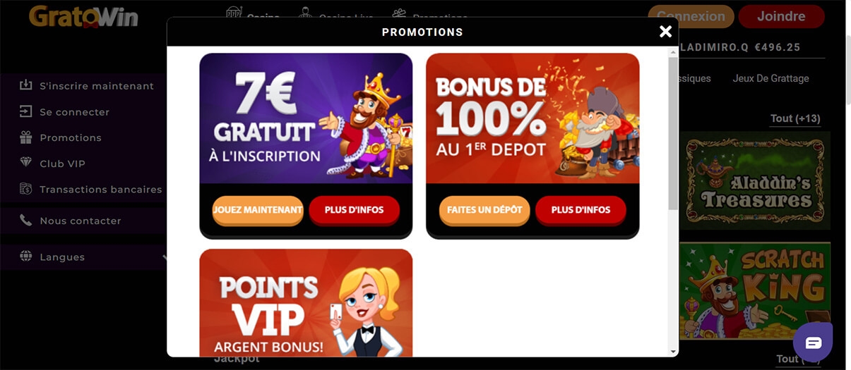 image de présentation bonus du casino en ligne gratowin