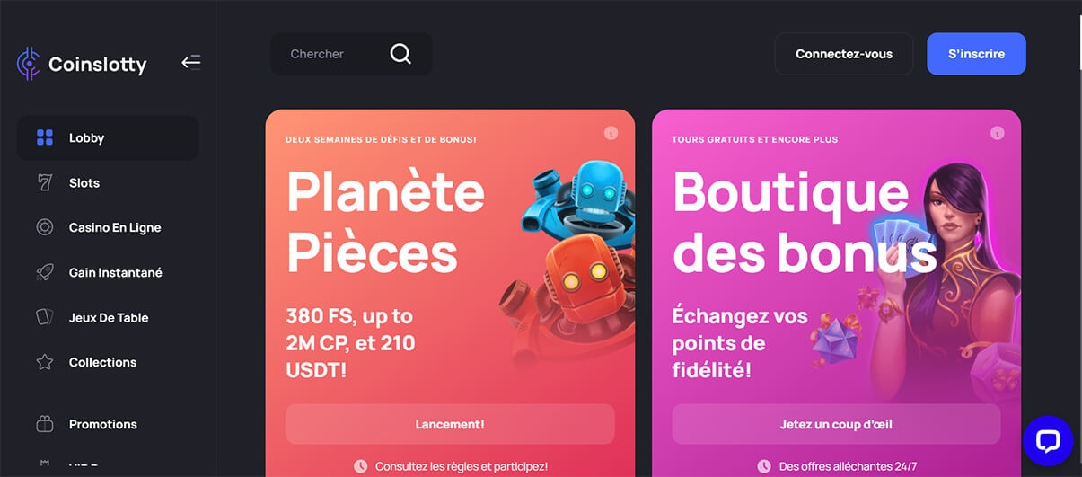 image de présentation du casino en ligne Coinslotty