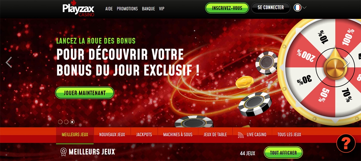 image de présentation roue bonus du casino Playzax