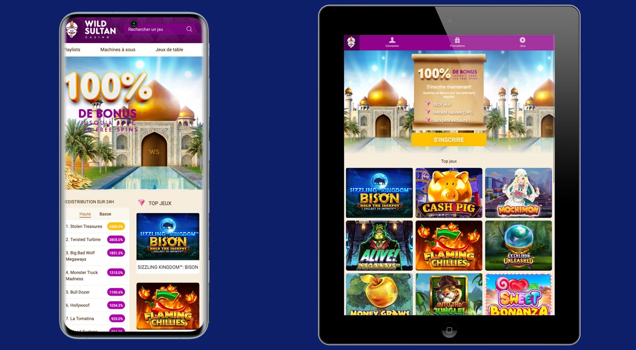 Jouez sur le casino mobile Wild Sultan