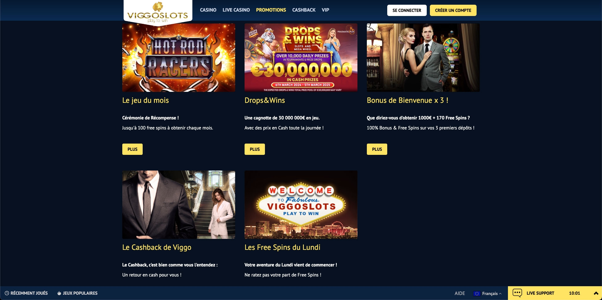 Promotions et bonus sur le casino en ligne Viggoslots