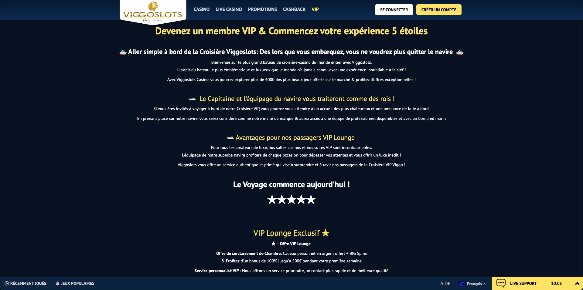 Programme VIP sur le casino en ligne Viggoslots