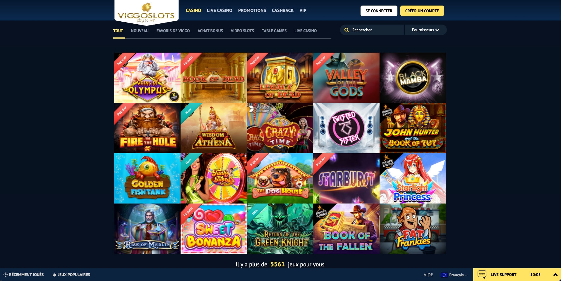 La collection des jeux casinos sur le casino en ligne Viggoslots