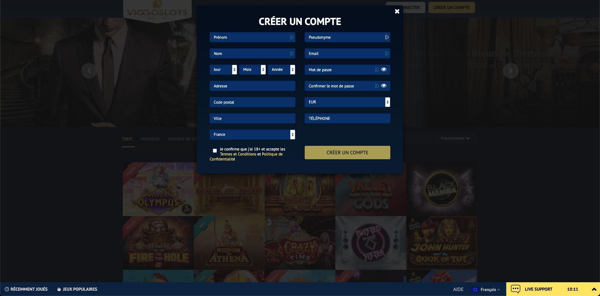 Inscription sur le casino en ligne Viggoslots